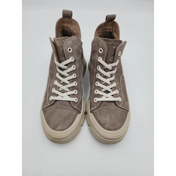 Beau Today Suede Leather Round Toe Lace-Free High Top Retro Flat Size 8 - Picture 2 of 12